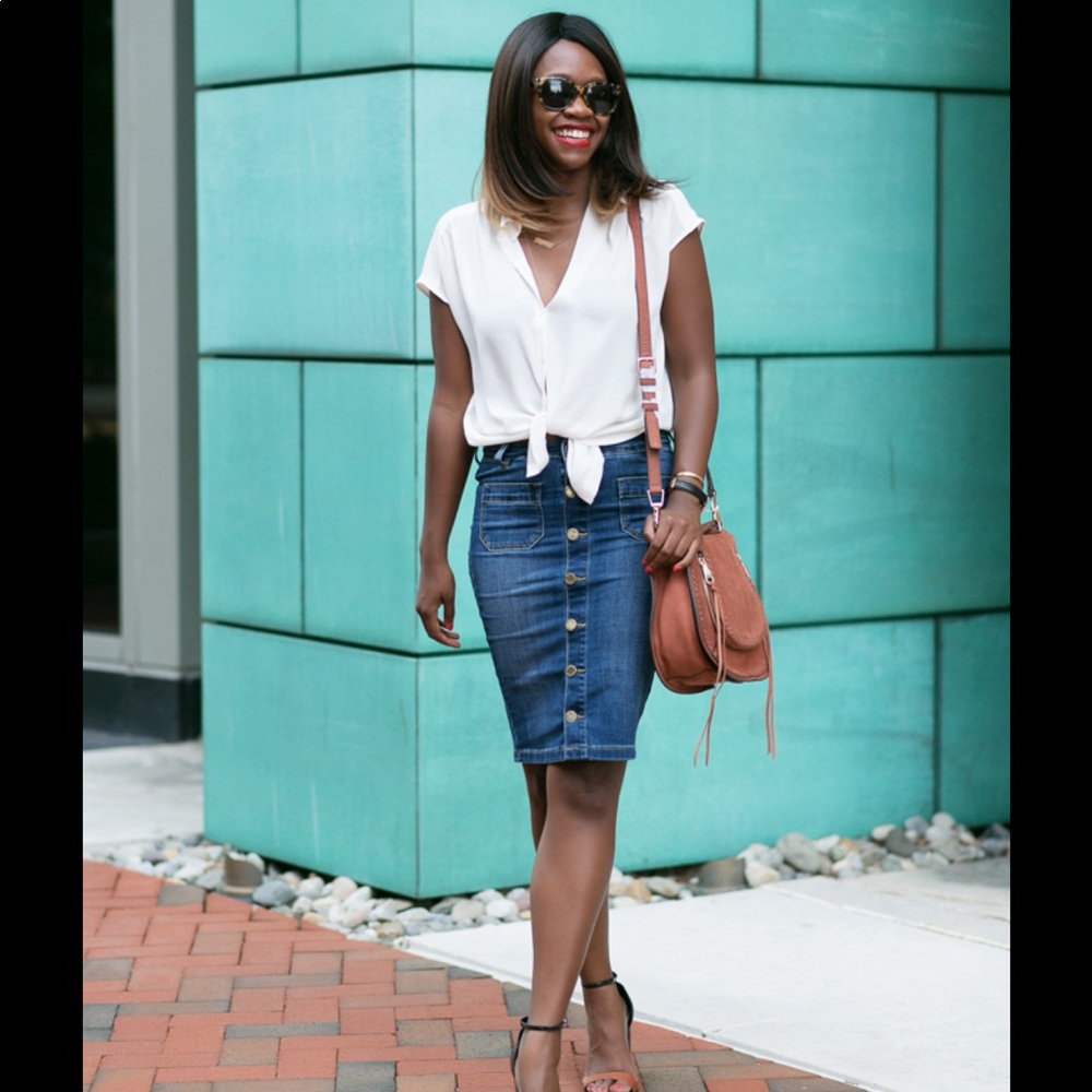 The Limited high waisted pencil denim skirt